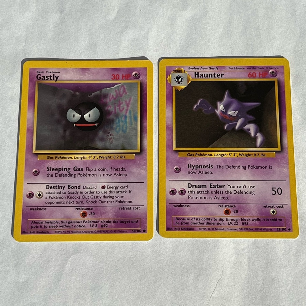 Vintage Pokemon Gastly & Haunter Playing Card